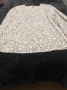 Express Cream Animal Print Blouse with Tan and Black Spots